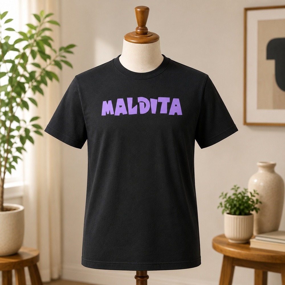 Blue Wave Maldita T-Shirt Mens Small Black Purple Graphic Short Sleeve Tee‎